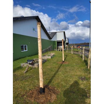 3 Stolperne sttes i hullerne og vattes af med et vatterpas s de str lige