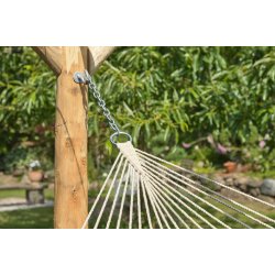 Superst�rk Polyester fiskenetsv�vet h�ngek�je liggem�l 140 x220 cm med tv�rpind der holder den �ben